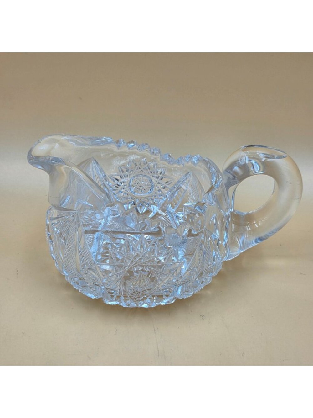 American Brilliant Cut Glass Sugar Creamer Set Hobstar Fan Crosshatch ABP - Picture 9 of 16